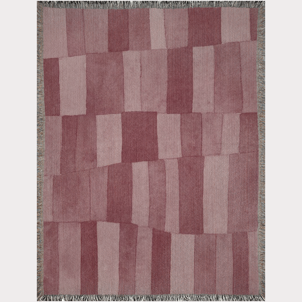 Wavy Checker Ink Painting Woven Cotton Blanket
