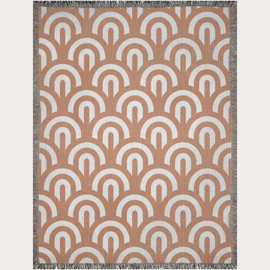 Terracotta Curves Throw Blanket