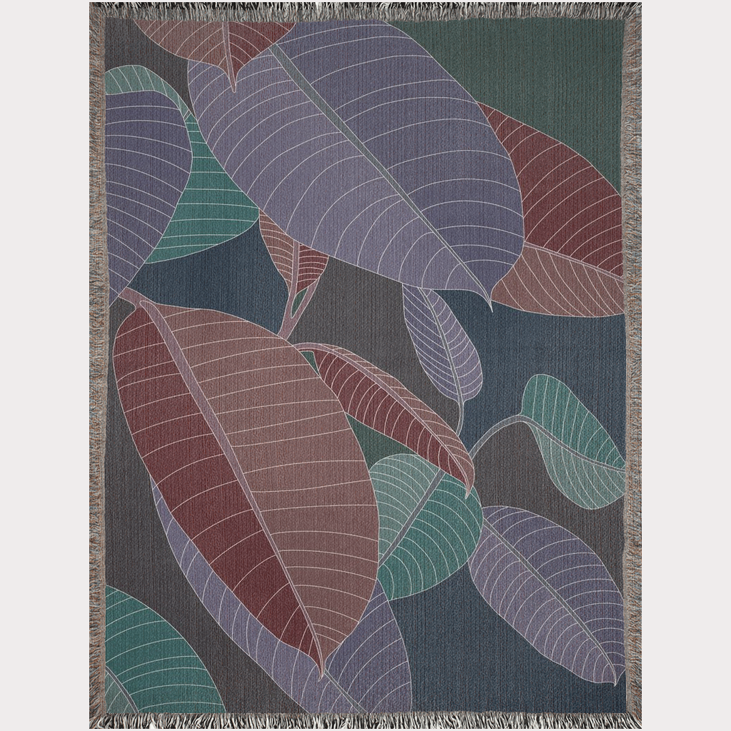 Dark And Moody Botanical Blanket Rubber Tree Plant