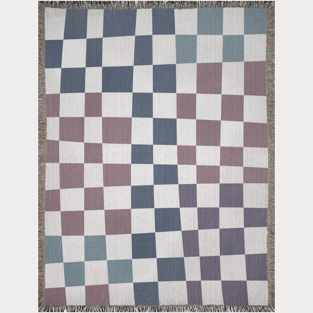 Hand Drawn Check Blanket Cool Colors