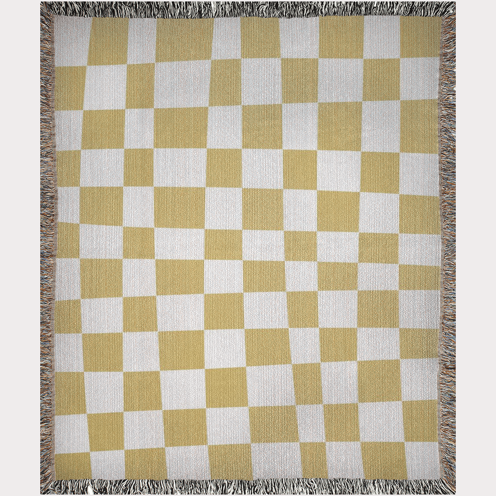 Mustard Yellow Checker Board Blanket