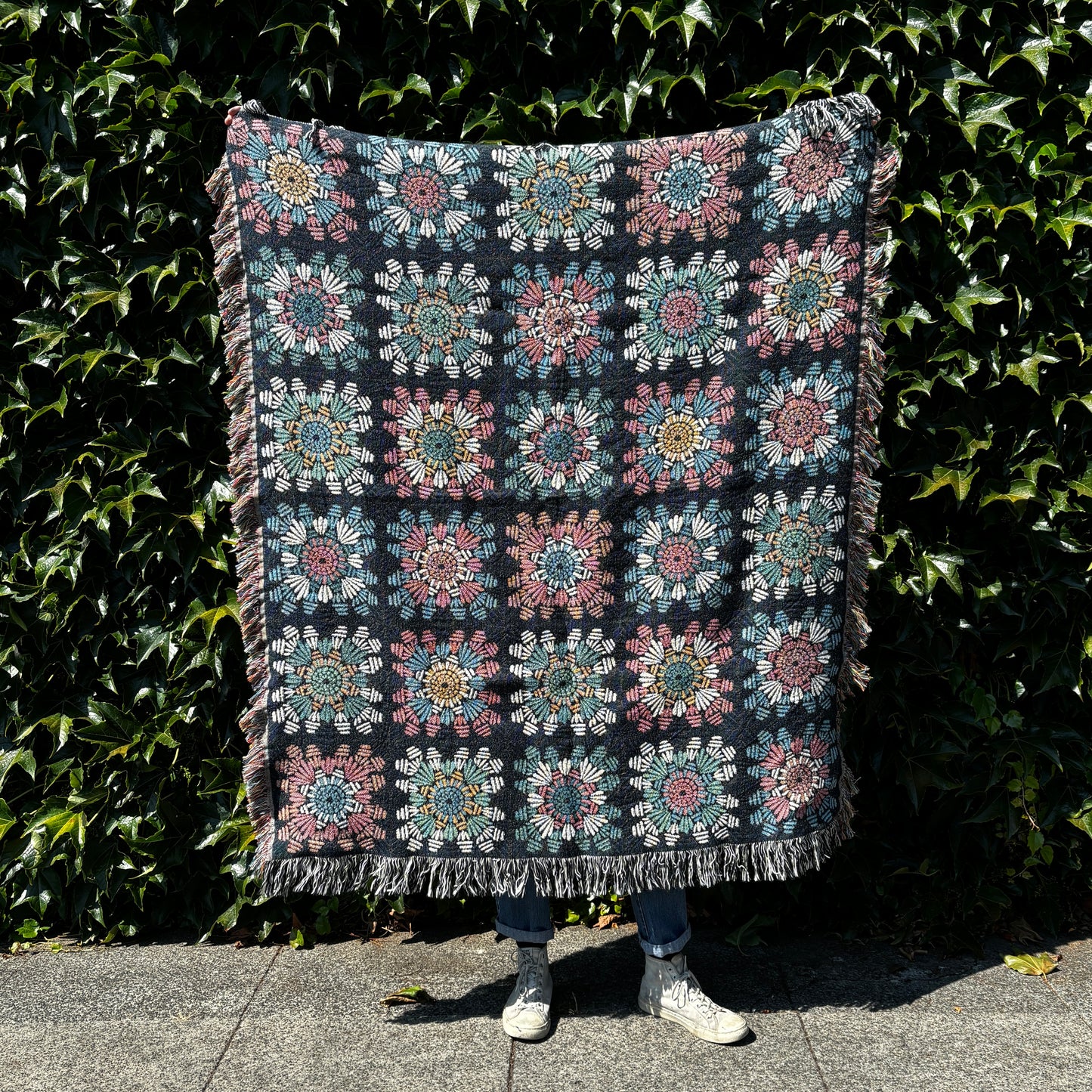Hand Drawn Crochet Afghan Woven Blanket