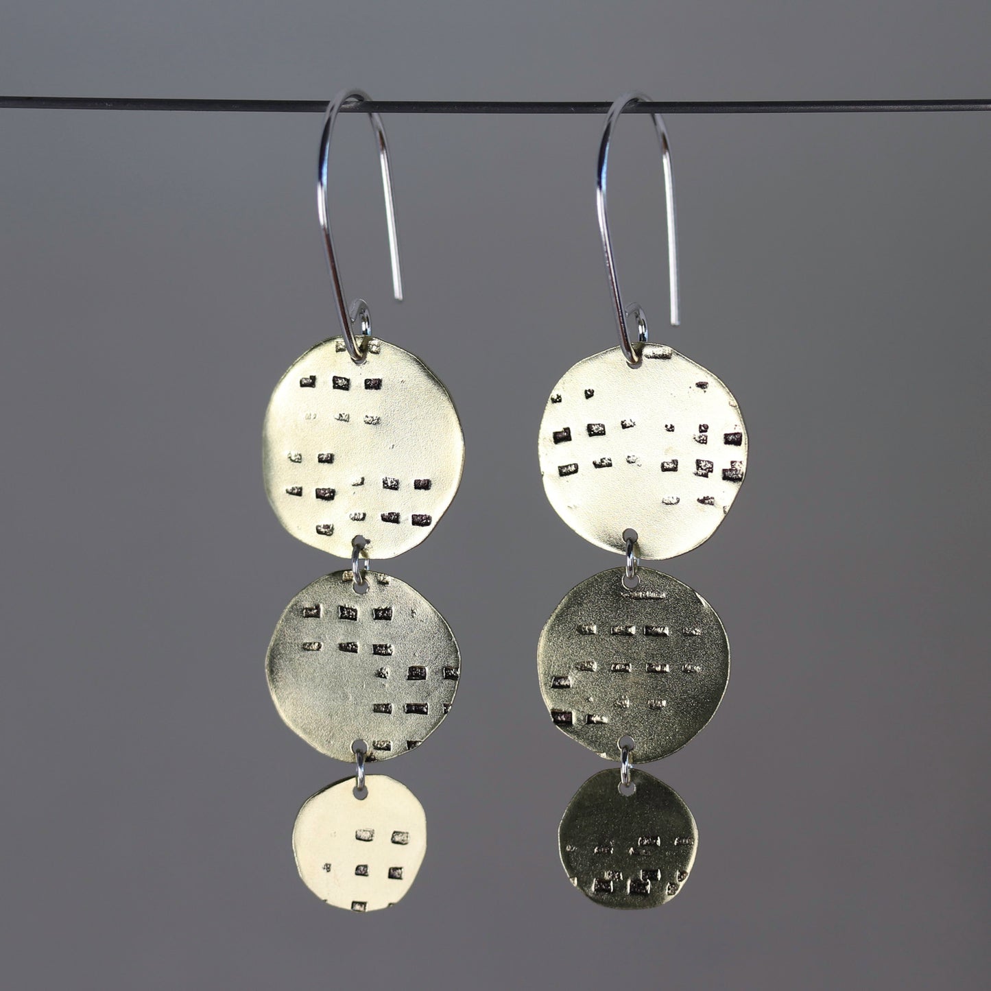 Silver & Brass Mixed Metal Triple Dangle Earrings