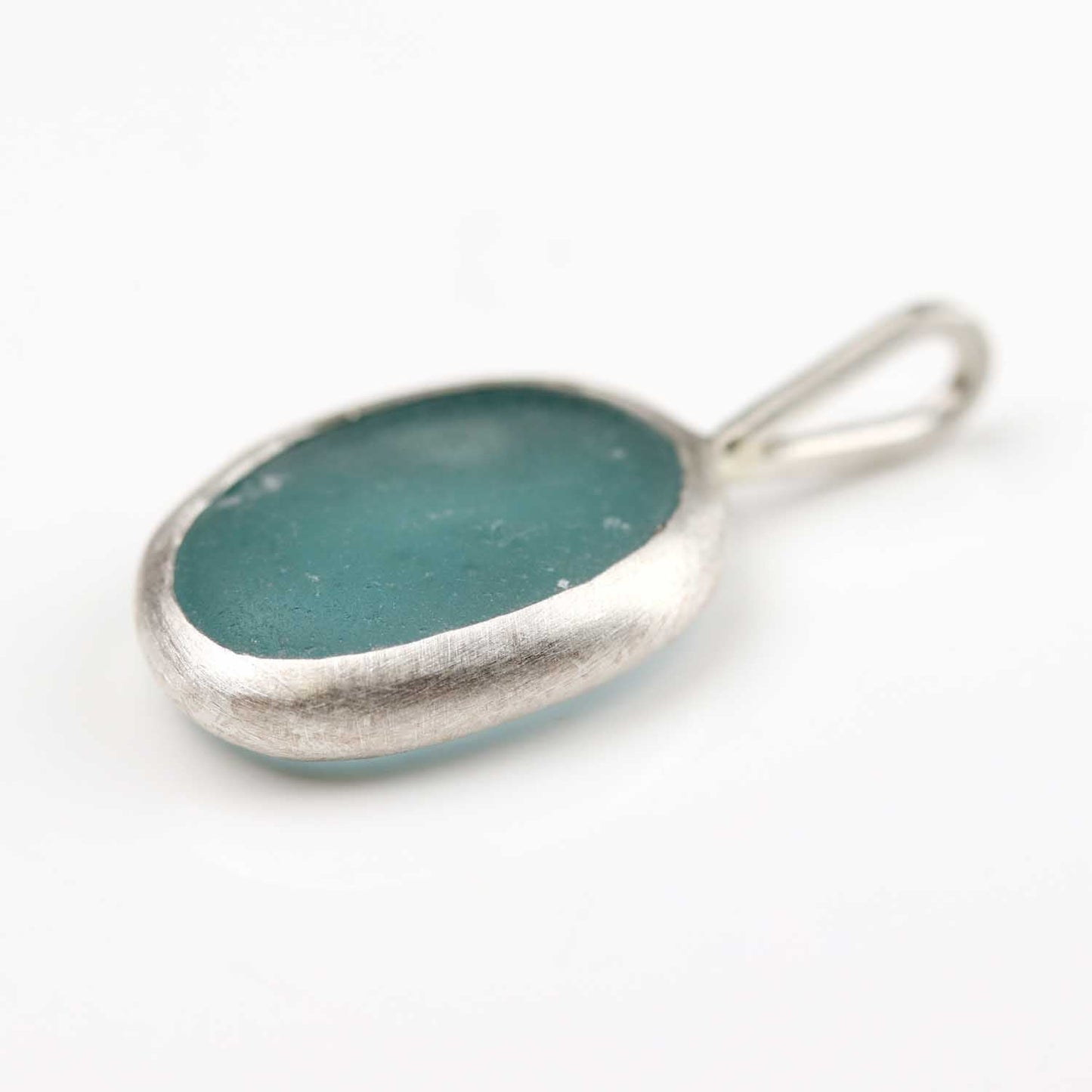 . Bezel-set Beach Glass Charm in Silver