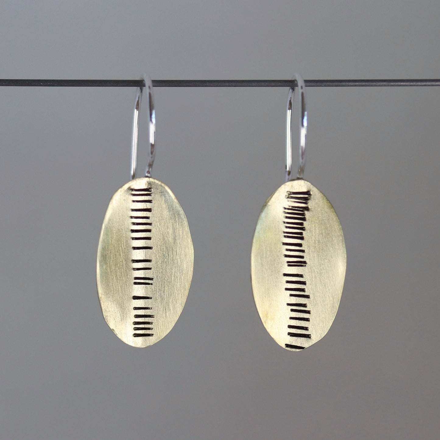 Mixed Metal Sterling Silver and Brass Sheild Earrings