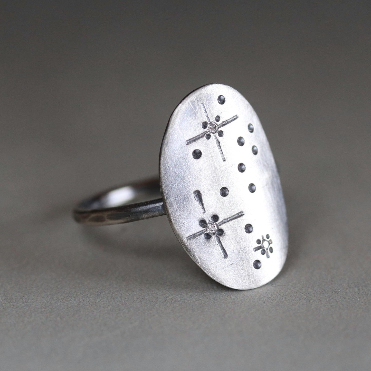 Starry Sky Sterling Silver & Diamond Shield Ring