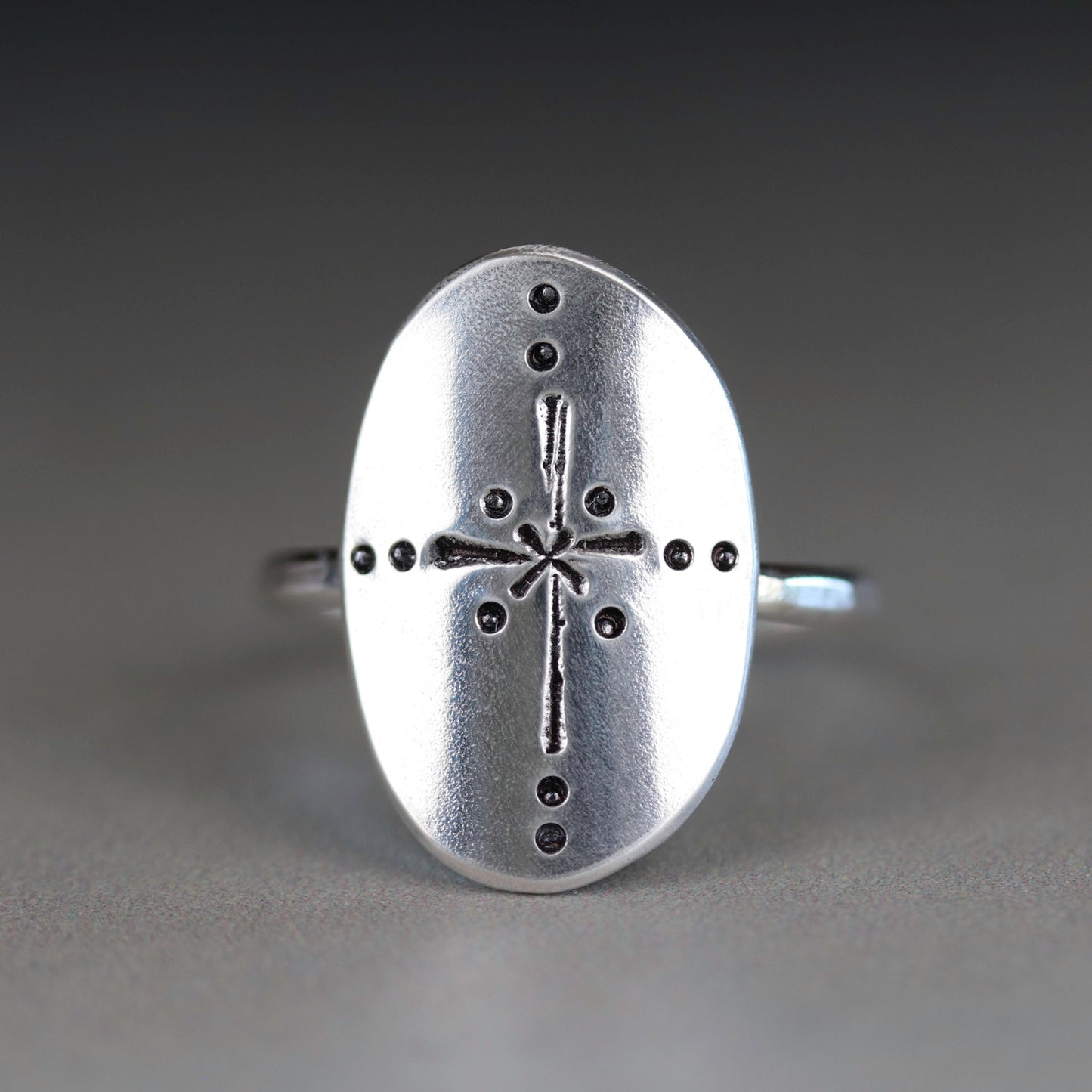 Sterling Silver Relic Shield Ring