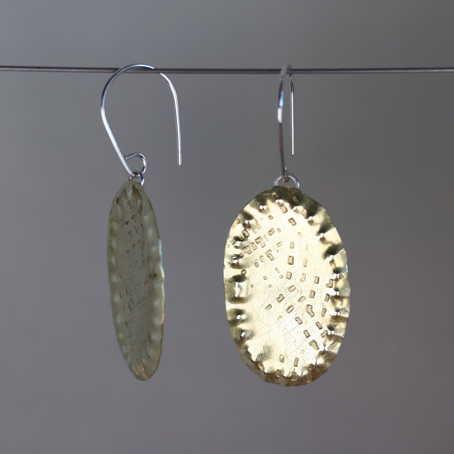 Silver and Brass Shield Earrings