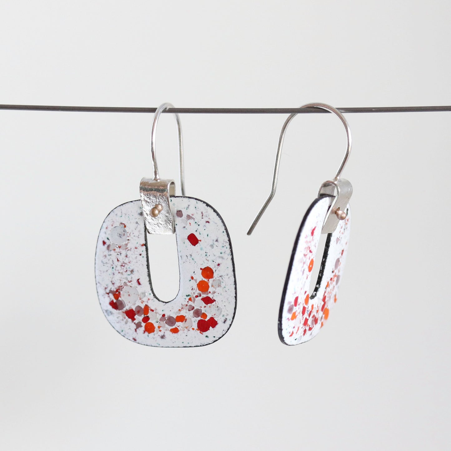 Enamel & Sterling Silver Dangle Earrings
