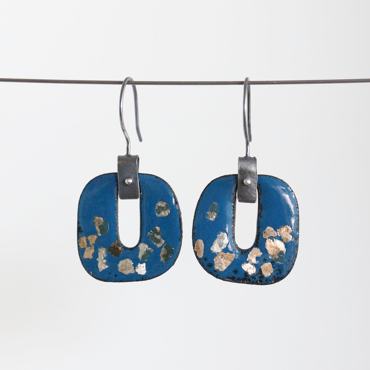Enamel & Sterling Silver Dangle Earrings