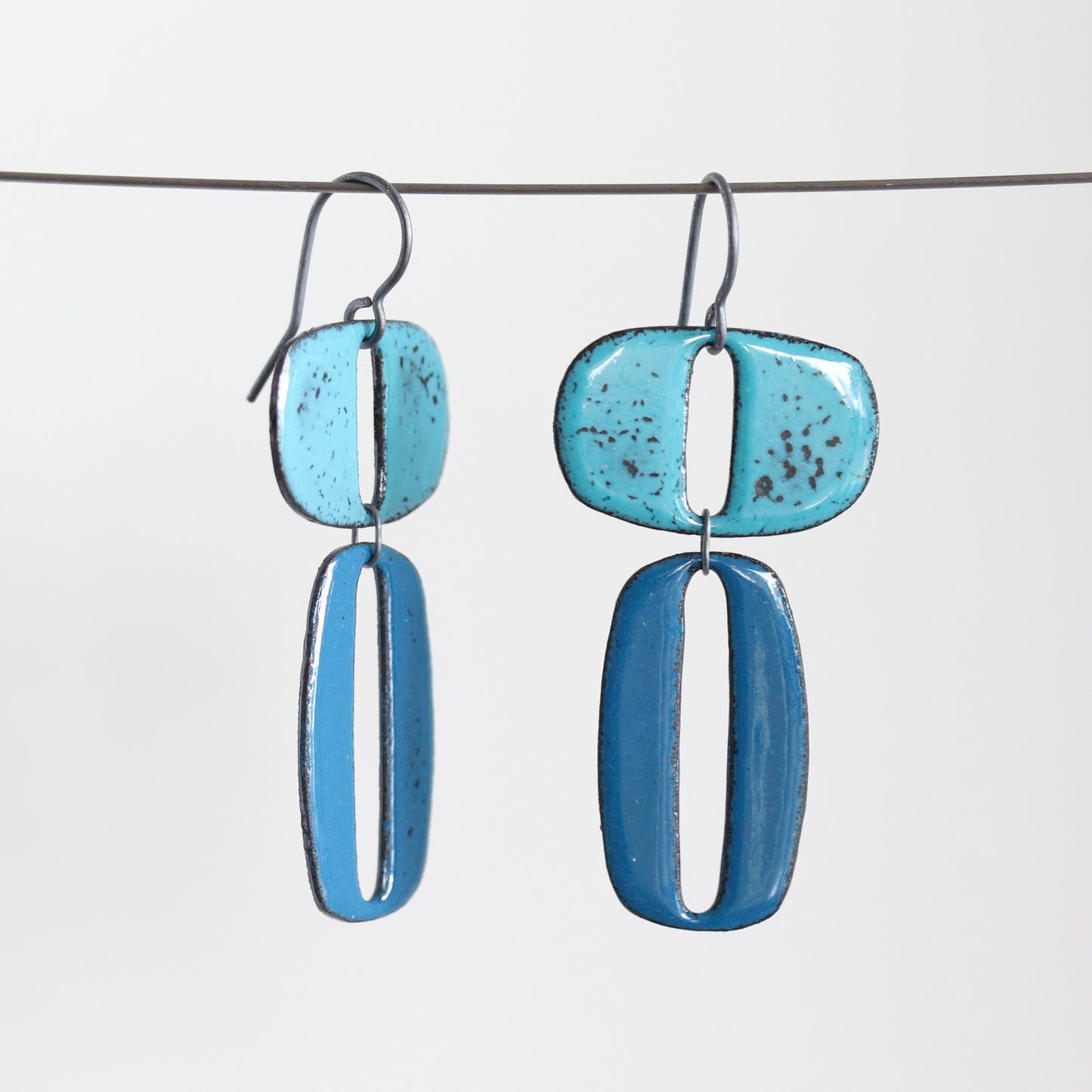 Enamel & Sterling Silver Dangle Earrings