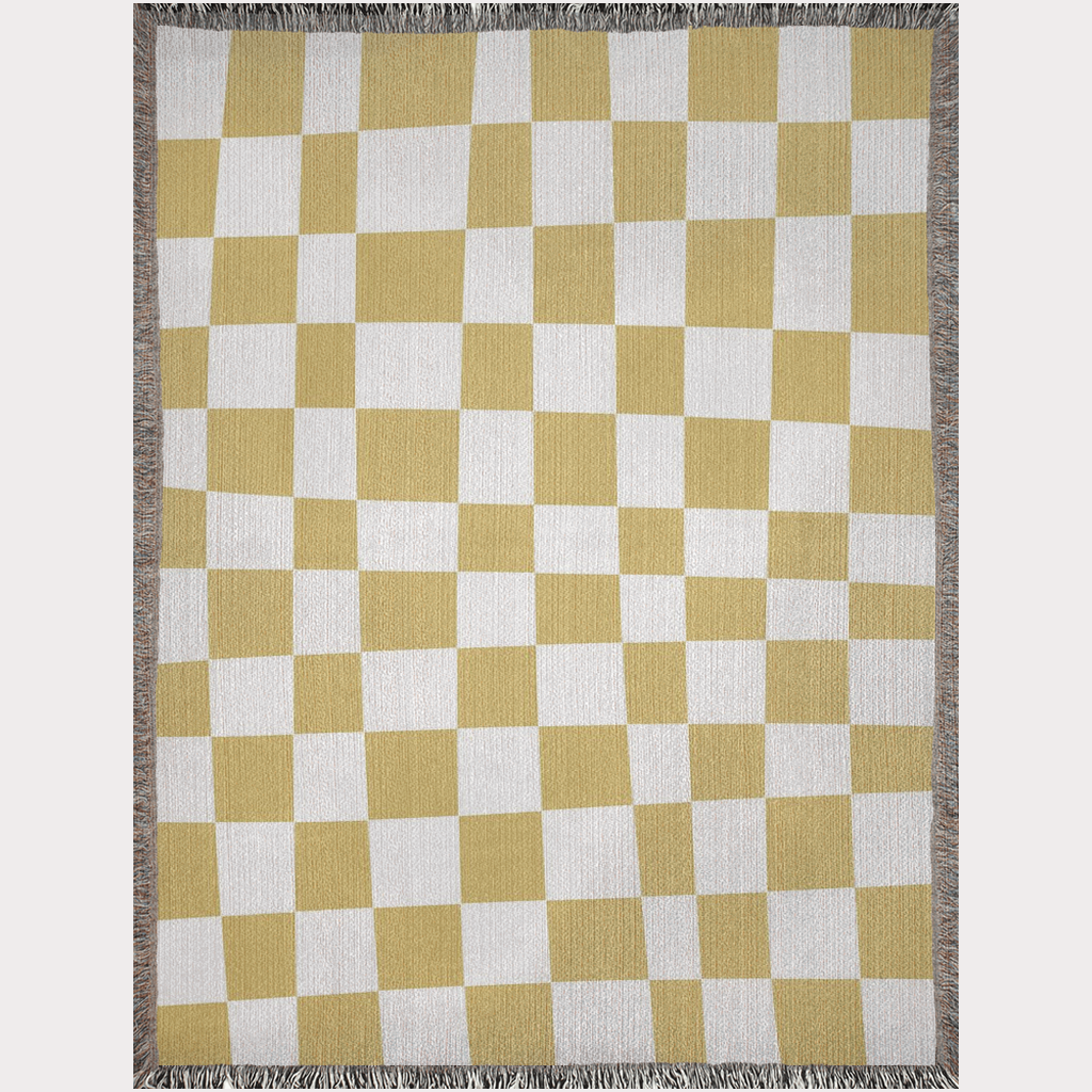 Mustard Yellow Checker Board Blanket
