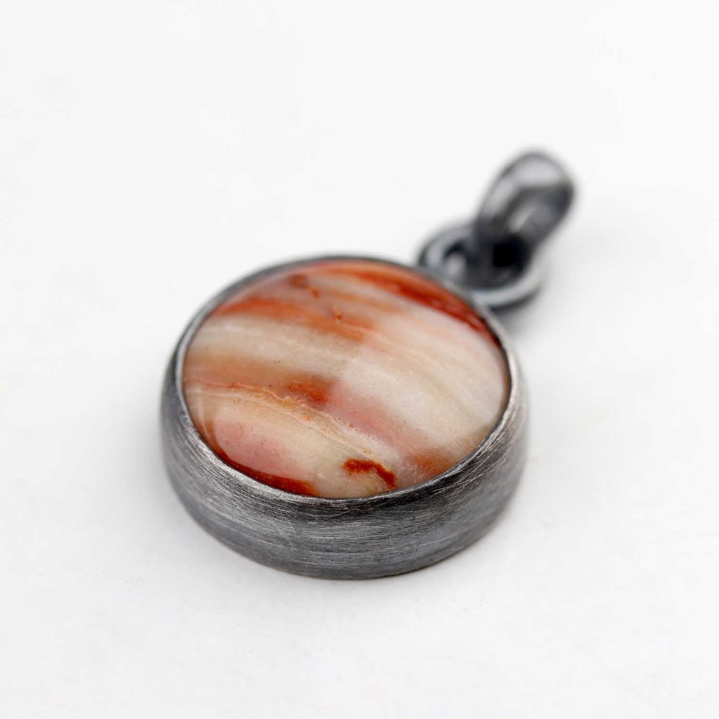 Bezel-set Sterling Silver Red Jasper Pendant