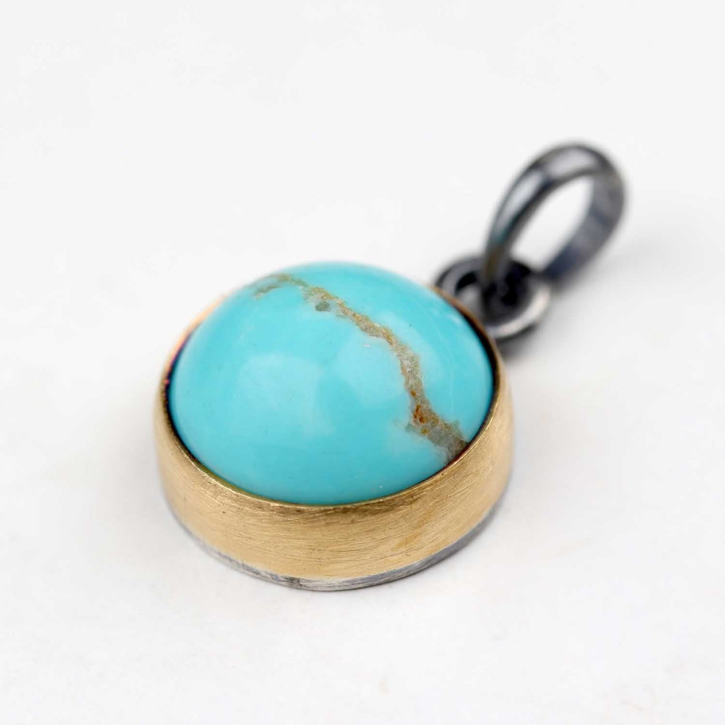 Bezel-set Gold & Silver with Arizona Turquoise Pendant
