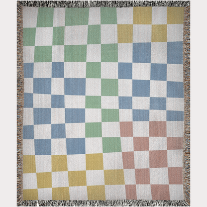 Multi Color Checker Board Woven Blanket