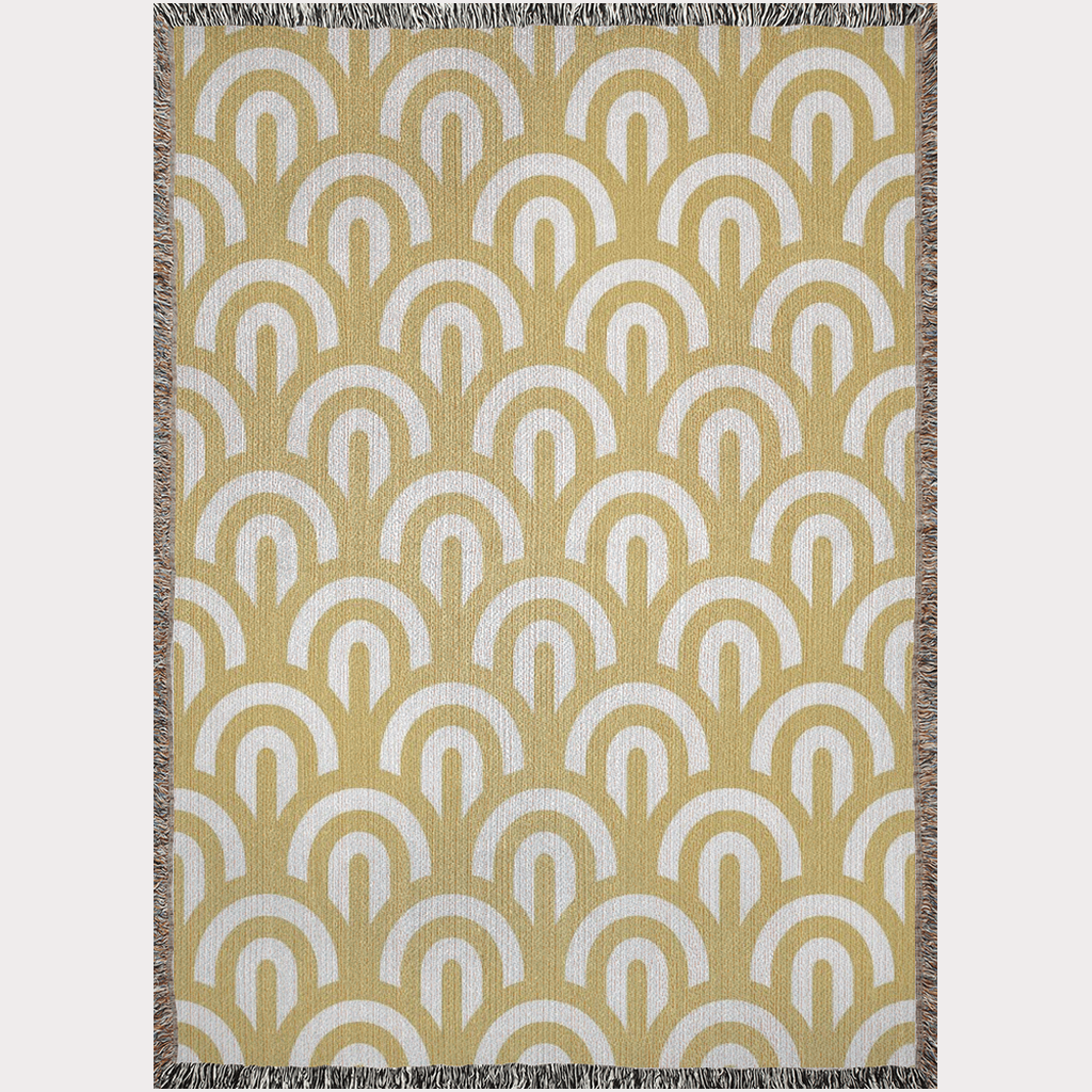 Mustard Yellow Curves Woven Blanket