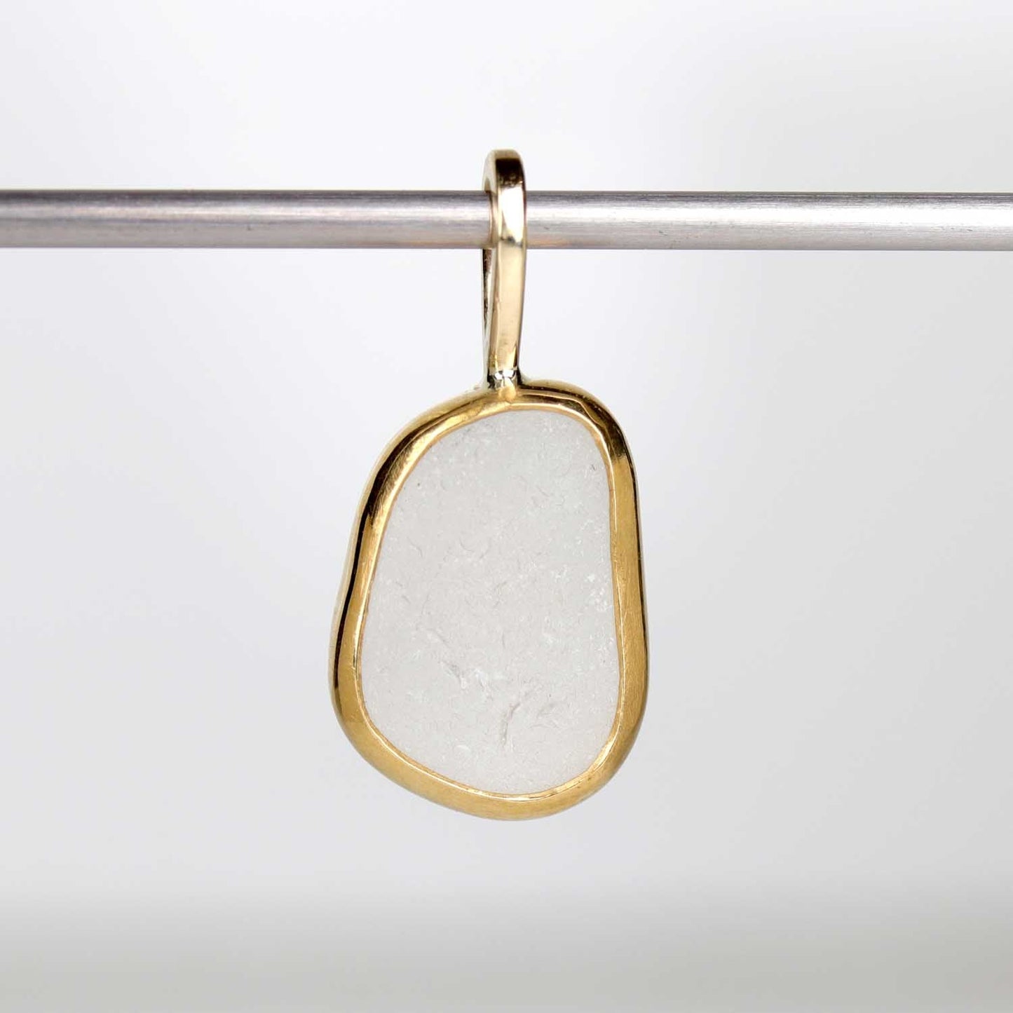 . Bezel-set Beach Glass Charm in Gold