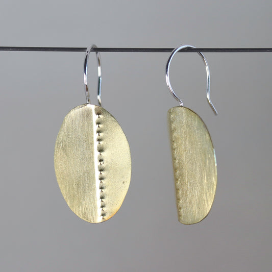 Sterling Silver and Brass Mixed Metal Sheild Earrings