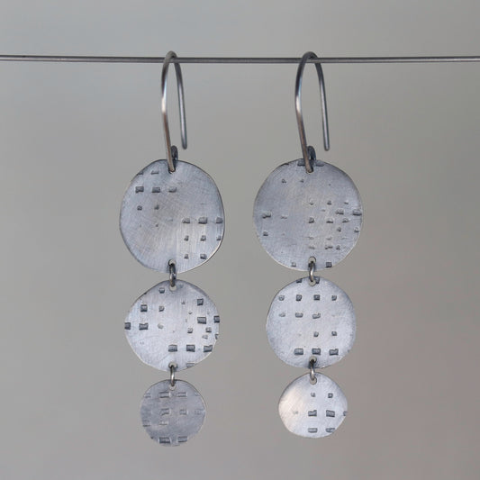 Sterling Silver Triple Dangle Earrings