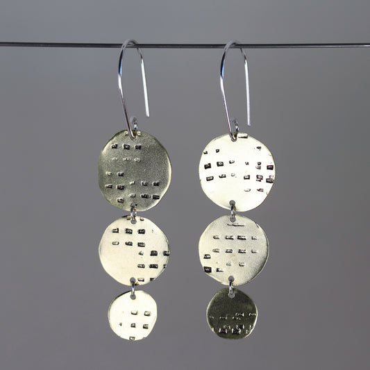 Silver & Brass Mixed Metal Triple Dangle Earrings