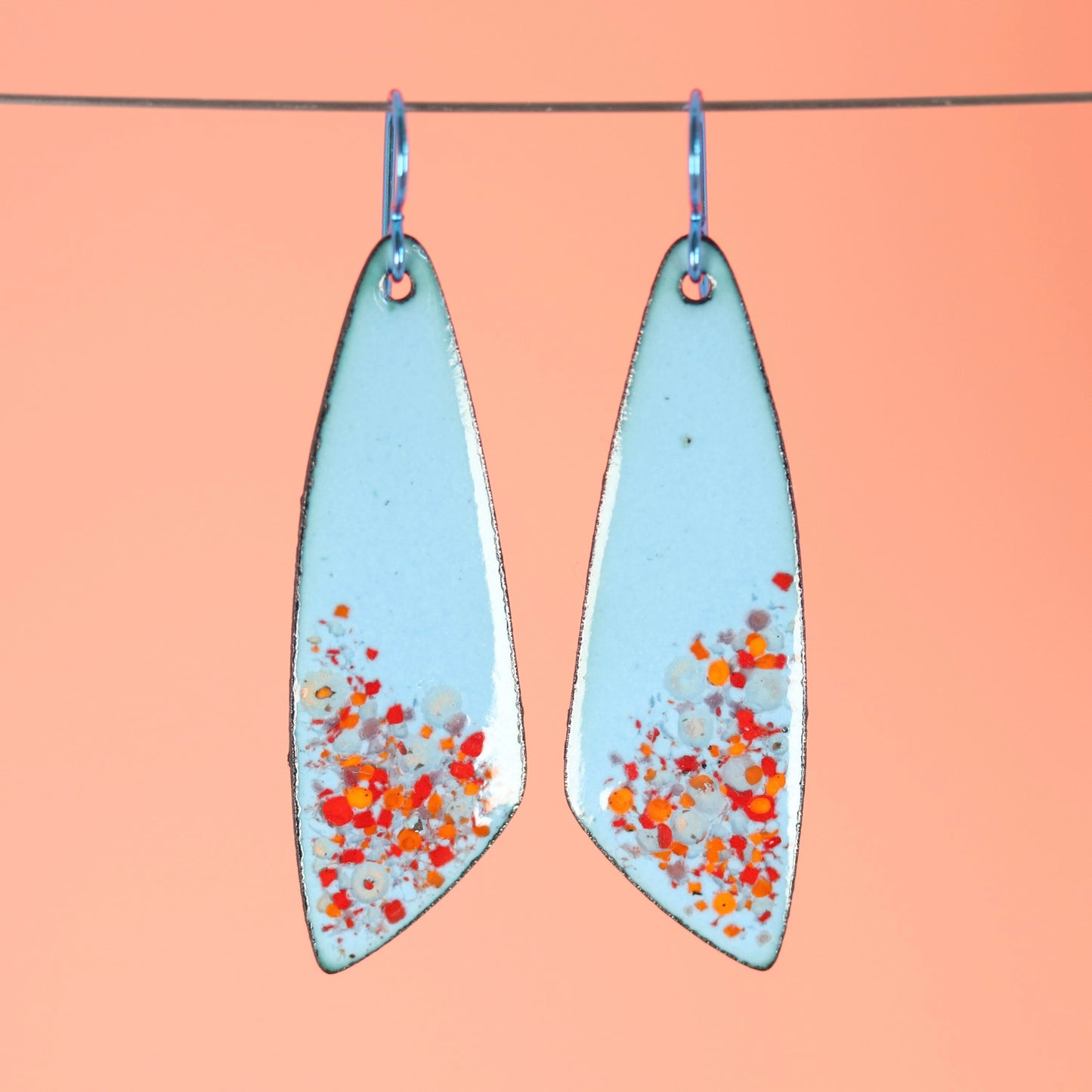 Long Confetti Enameled Dangle Earrings
