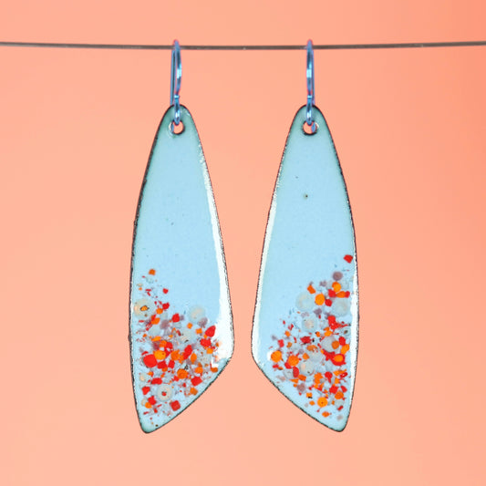 Long Confetti Enameled Dangle Earrings