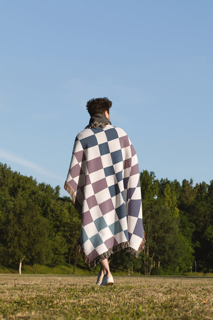 Hand Drawn Check Blanket Cool Colors