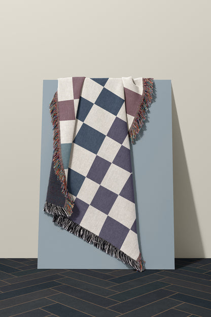 Hand Drawn Check Blanket Cool Colors