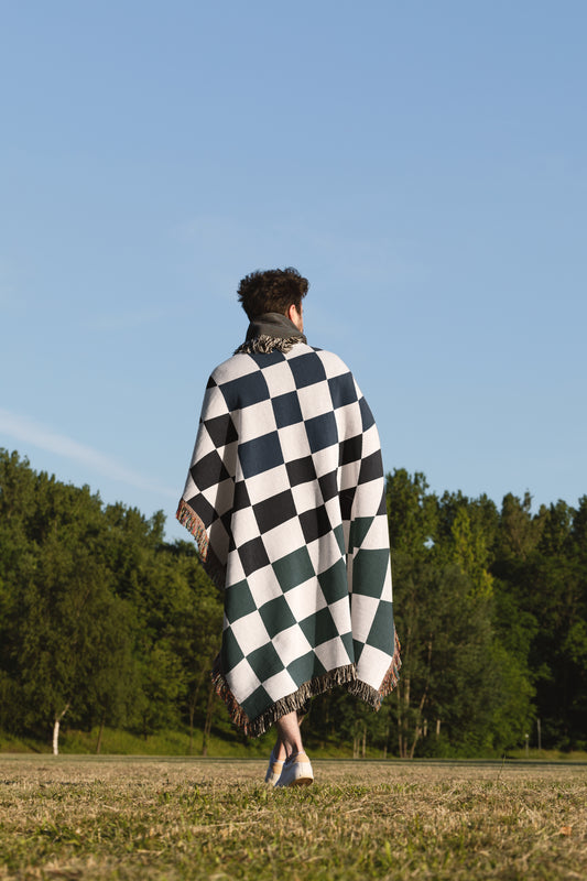 Black White Check Blanket