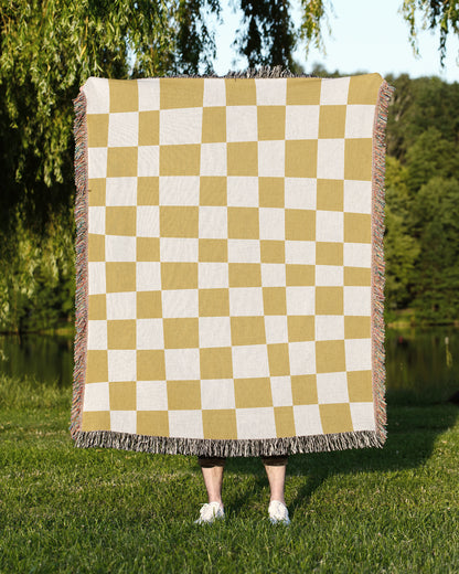 Mustard Yellow Checker Board Blanket