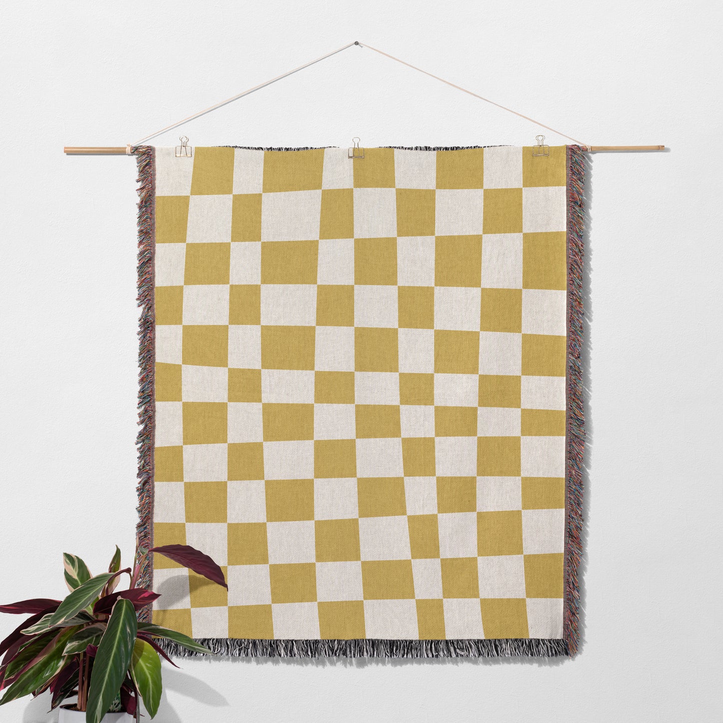 Mustard Yellow Checker Board Blanket