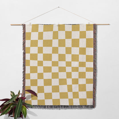 Mustard Yellow Checker Board Blanket