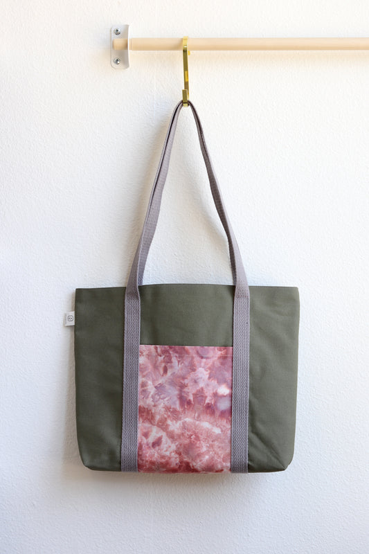 Ice Dyed Tote Bag with Outer Pockets