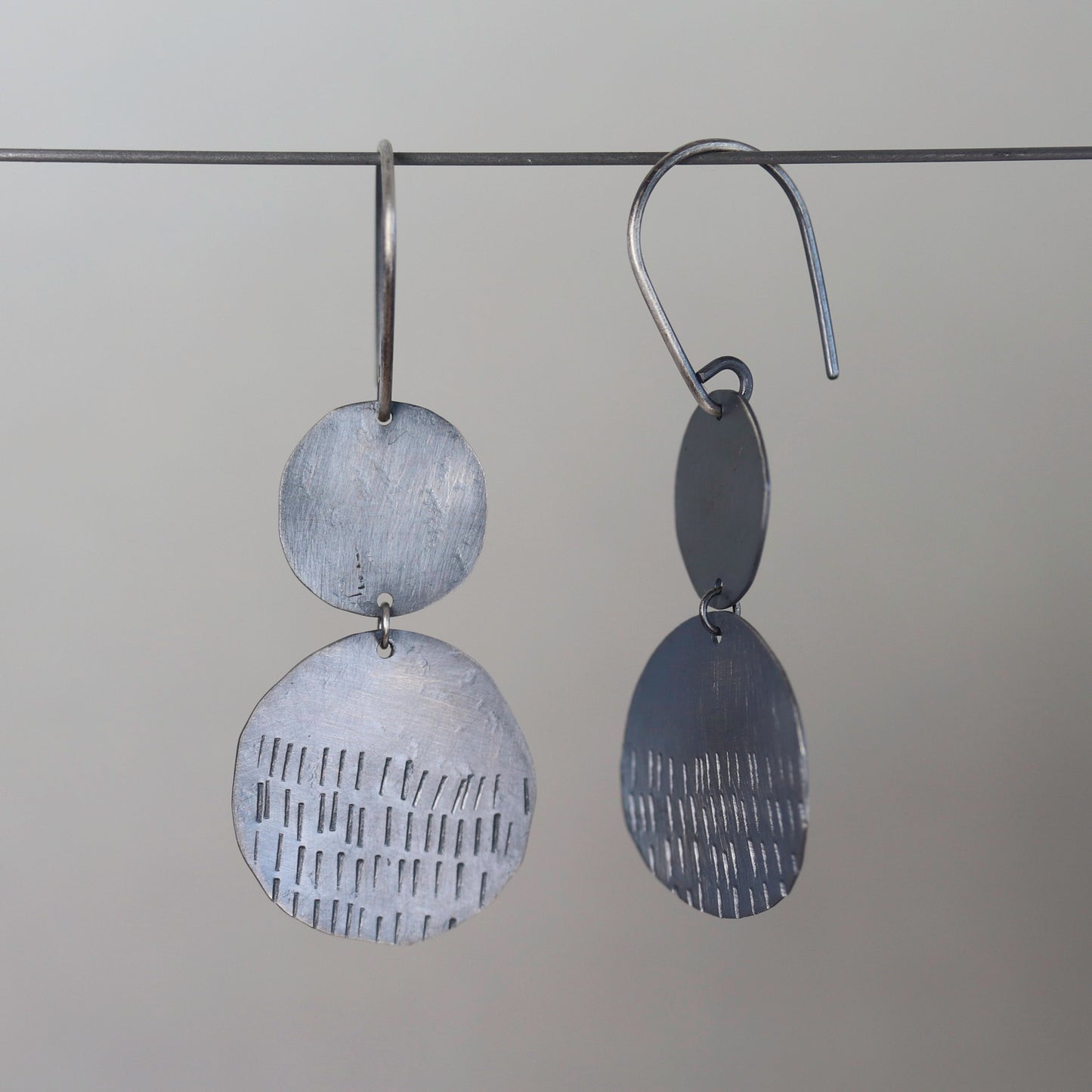 Sterling Silver Hash Mark Dangle Earrings