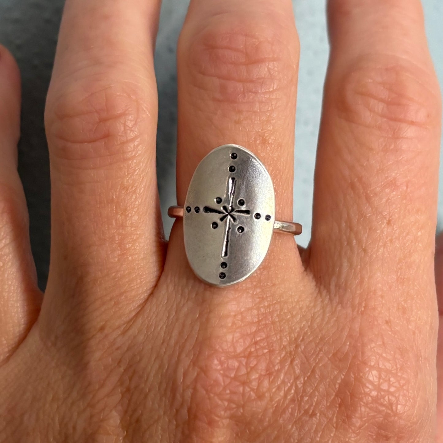 Sterling Silver Relic Shield Ring