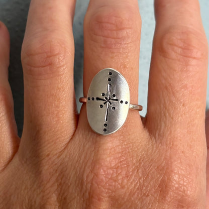 Sterling Silver Relic Shield Ring