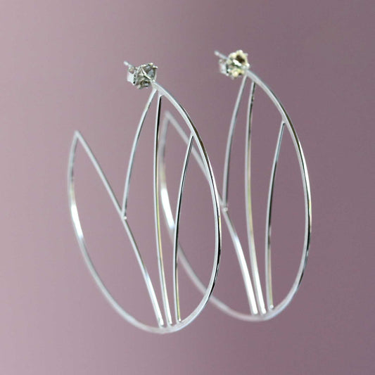 Linework Silver Hoop Earrings