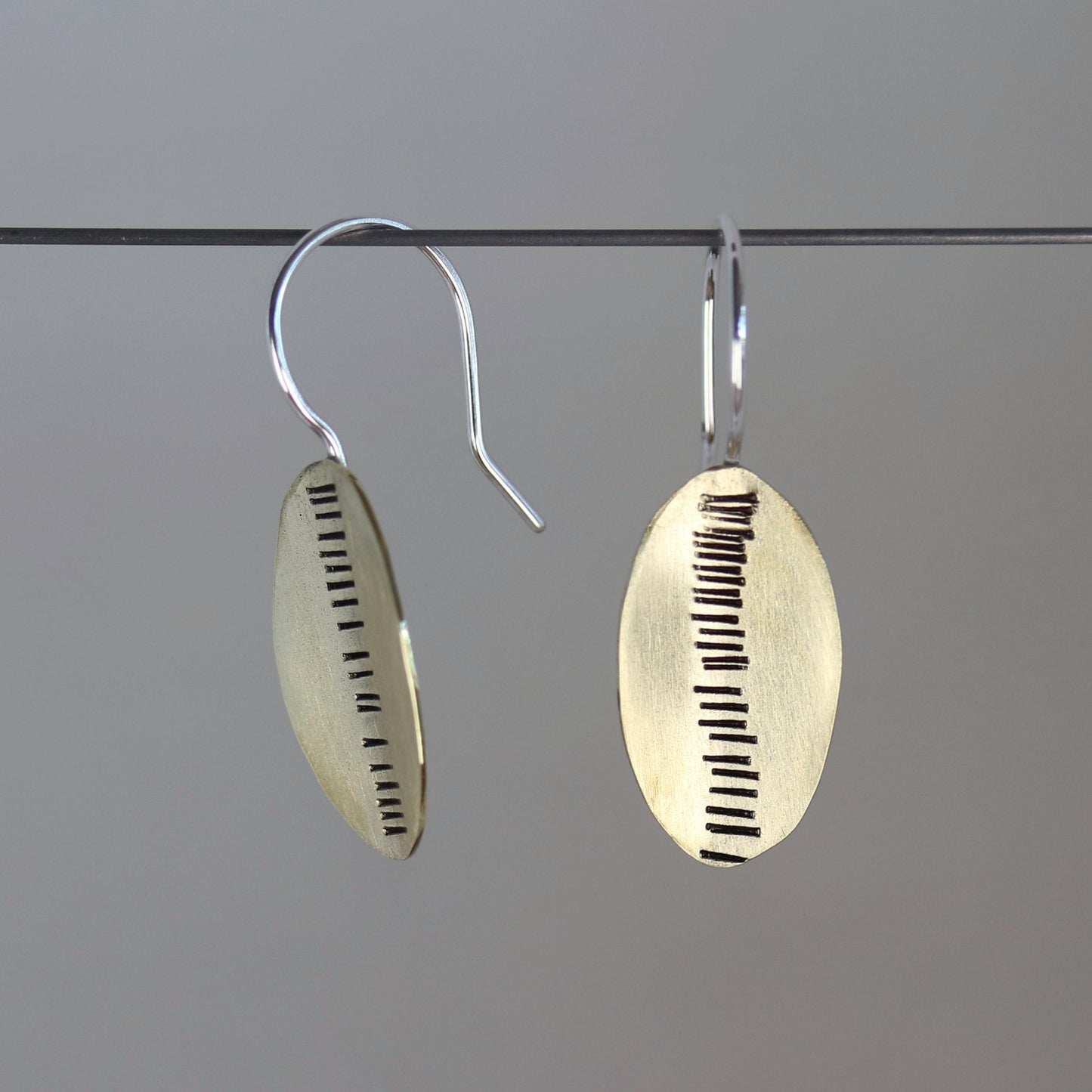 Mixed Metal Sterling Silver and Brass Sheild Earrings