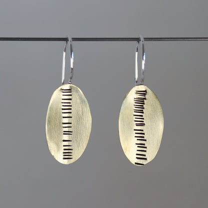 Mixed Metal Sterling Silver and Brass Sheild Earrings