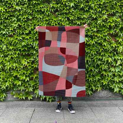 Cheater Quilt Top - Abstract Shapes in Red