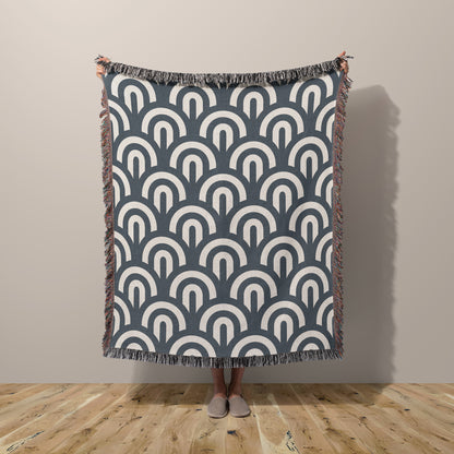 Blue Curves Rainbow Throw Blanket