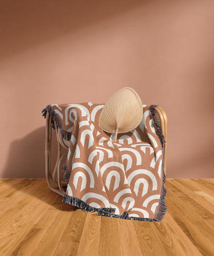 Terracotta Curves Throw Blanket