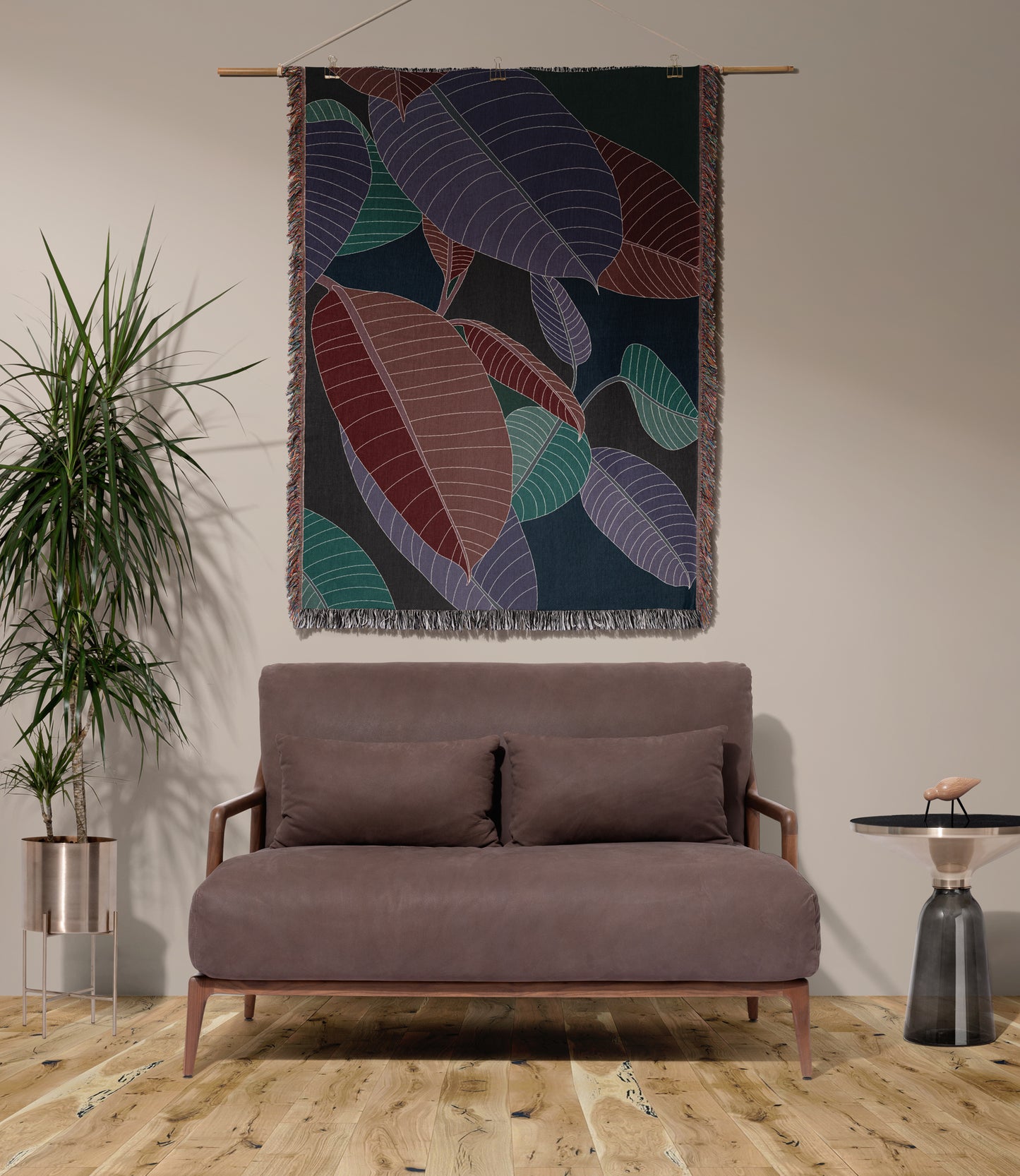 Dark And Moody Botanical Blanket Rubber Tree Plant