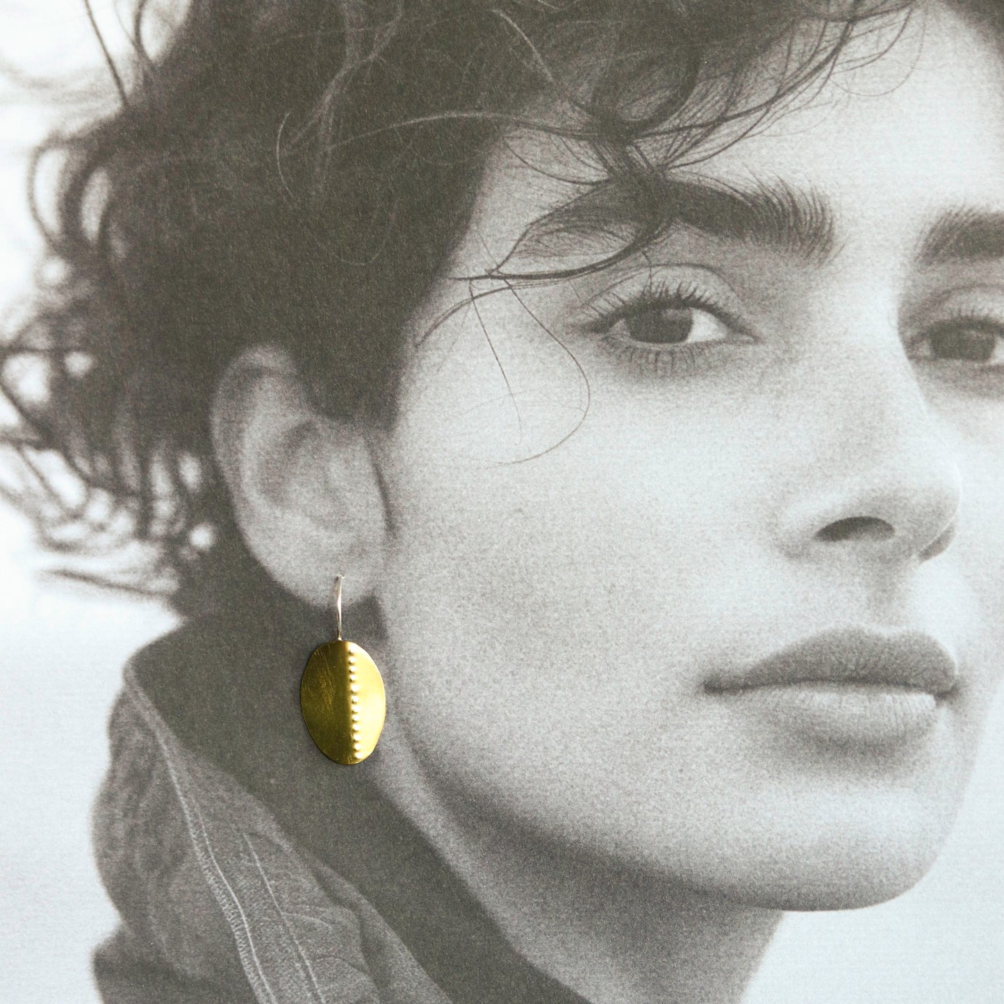 Sterling Silver and Brass Mixed Metal Sheild Earrings