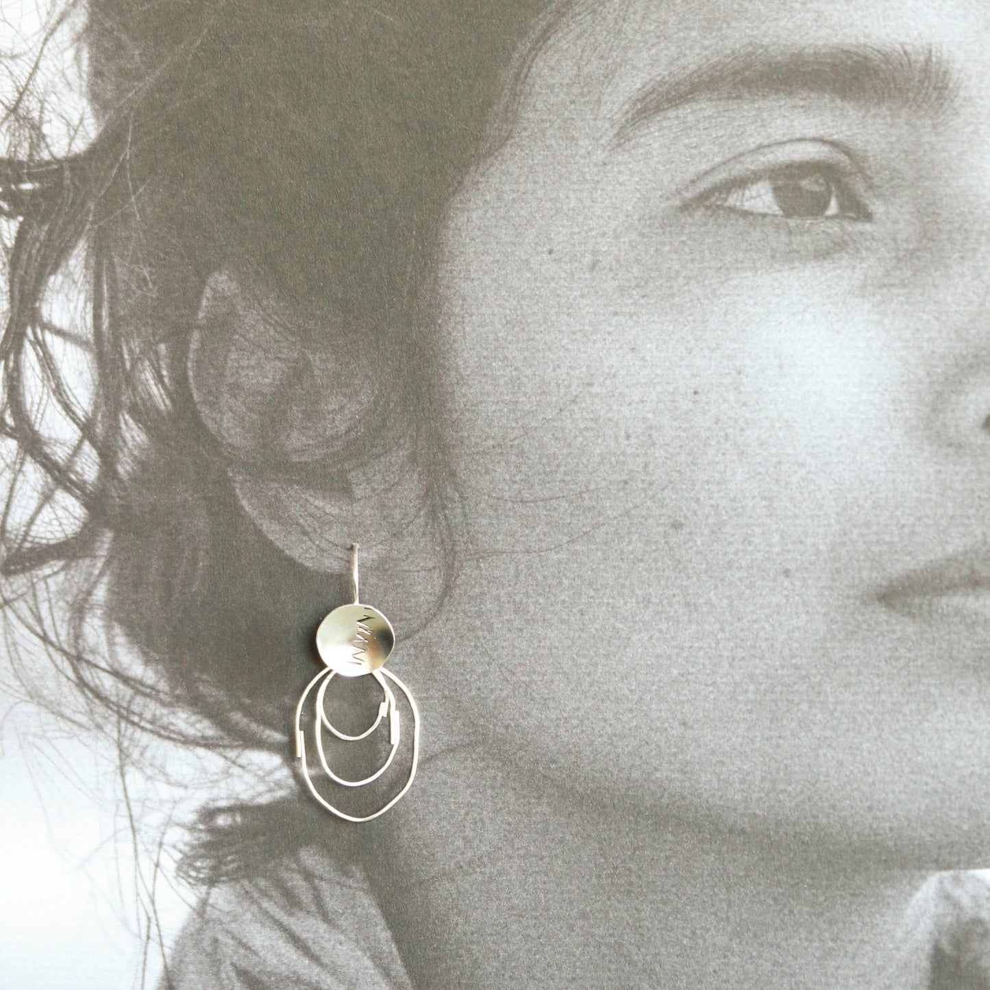 Sterling Silver Line Loop Dangle Earrings