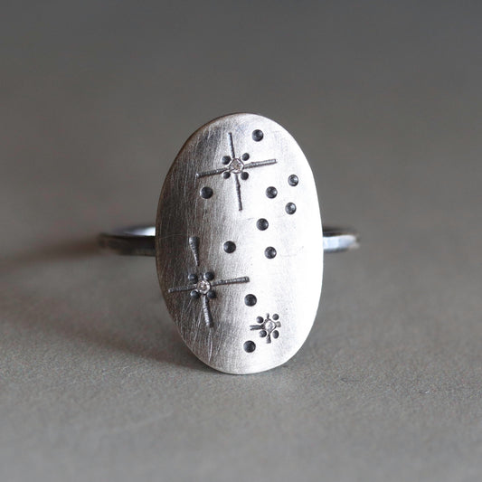 Starry Sky Sterling Silver & Diamond Shield Ring