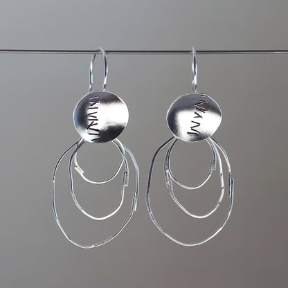 Sterling Silver Line Loop Dangle Earrings