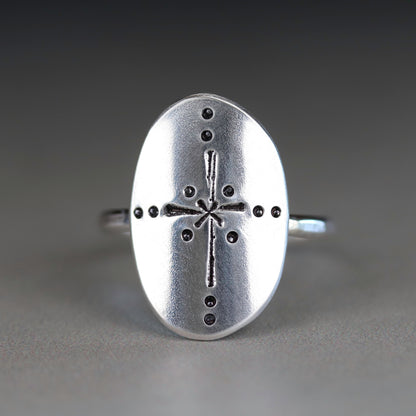 Sterling Silver Relic Shield Ring