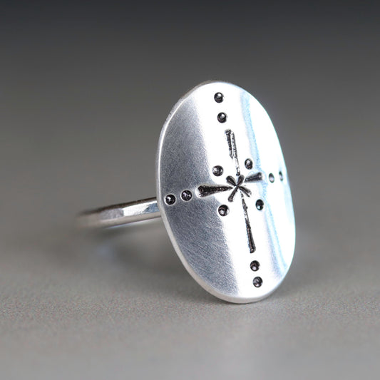 Sterling Silver Relic Shield Ring