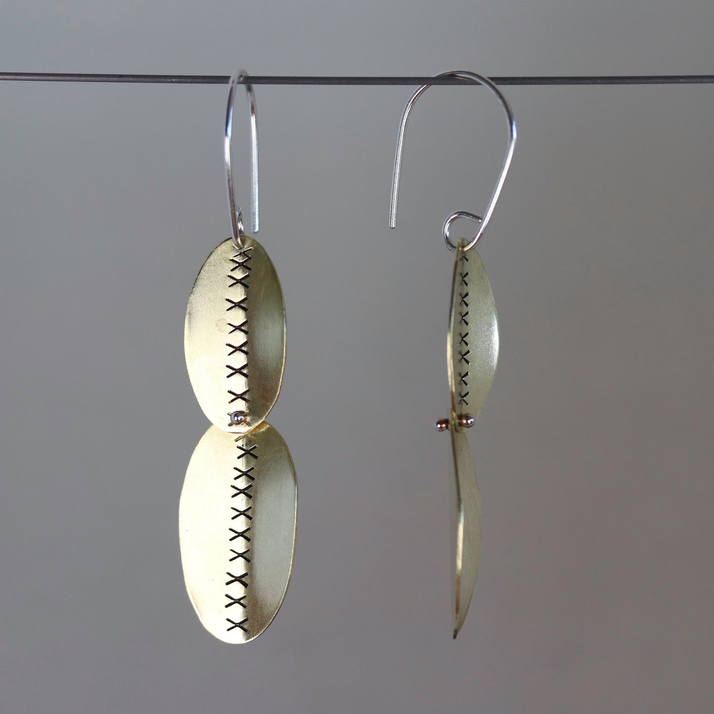 Silver and Brass Leaf Dangle Earrings